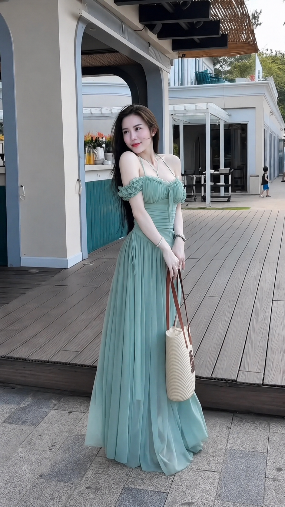 Corset-Style Off-Shoulder Maxi Dress - Romantic Summer Vacation Gown