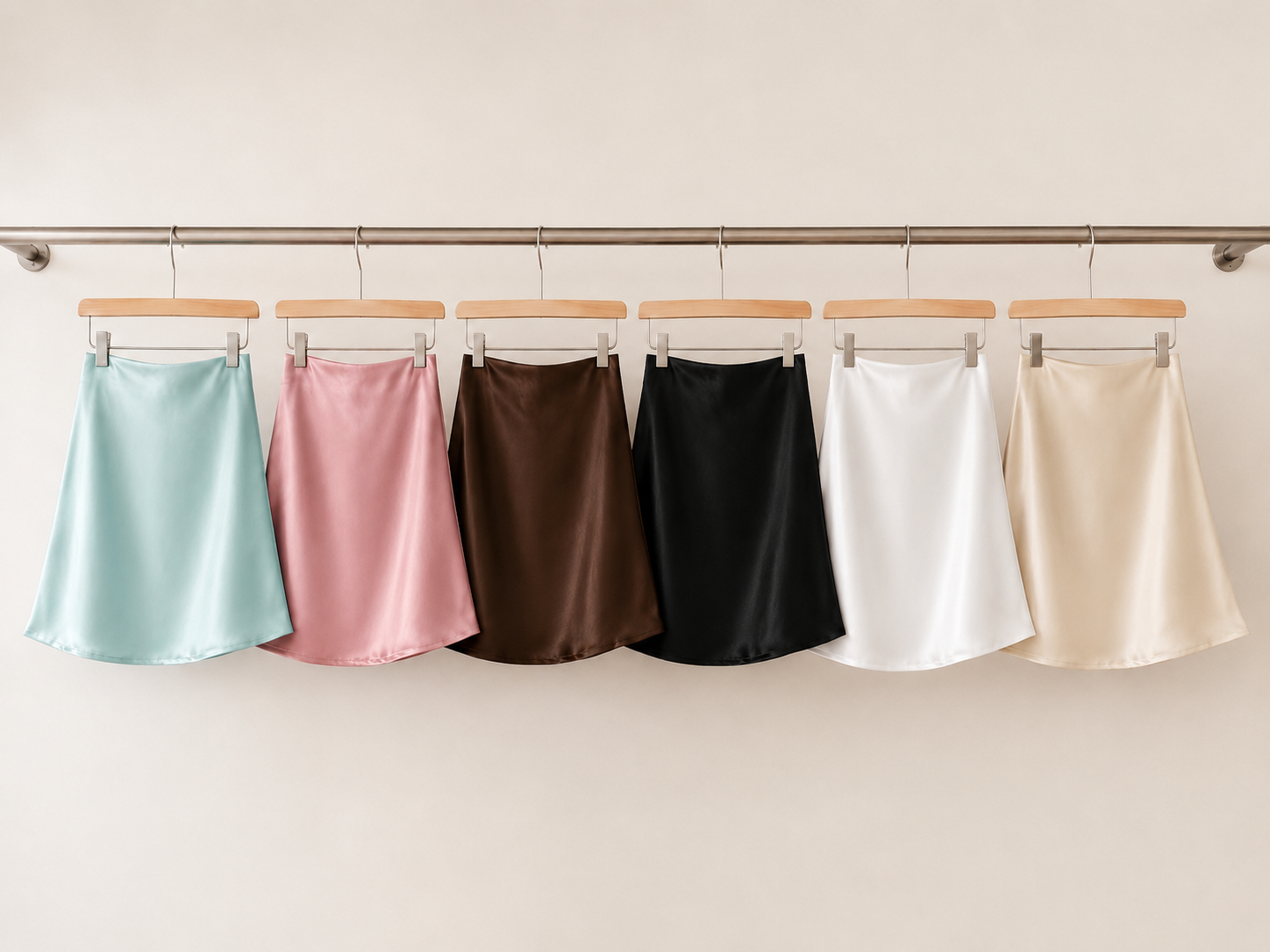 High-Waisted Satin A-Line Mini Skirt - Silky Bias-Cut Slip Skirt