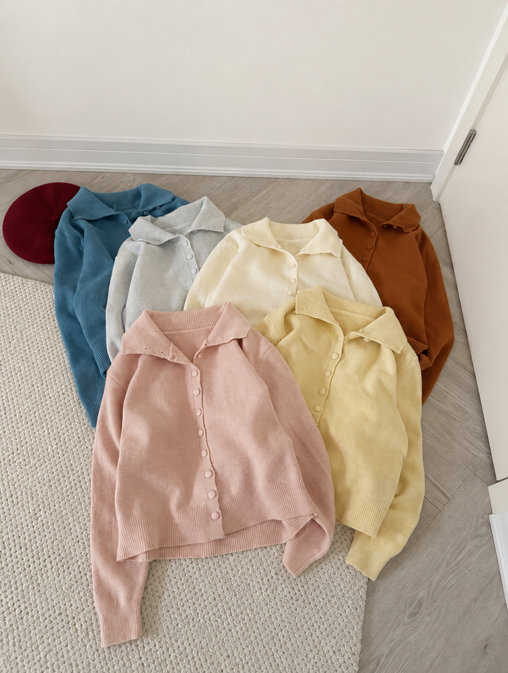 Women's Fine-Knit Collared Button-Down Cardigan - Relaxed Fit Soft Polo Sweater