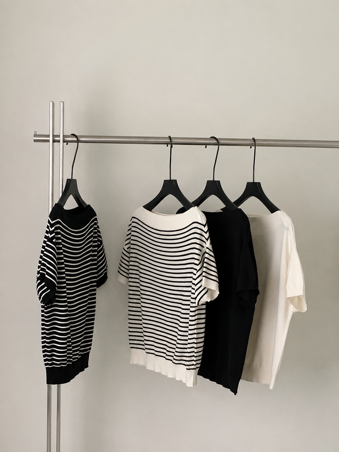 Women's Casual Asymmetric Off-the-Shoulder Striped Knit Top