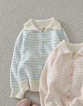 Women's Soft Knit Collared Striped Cardigan - Cozy Button-Up Polo Sweater