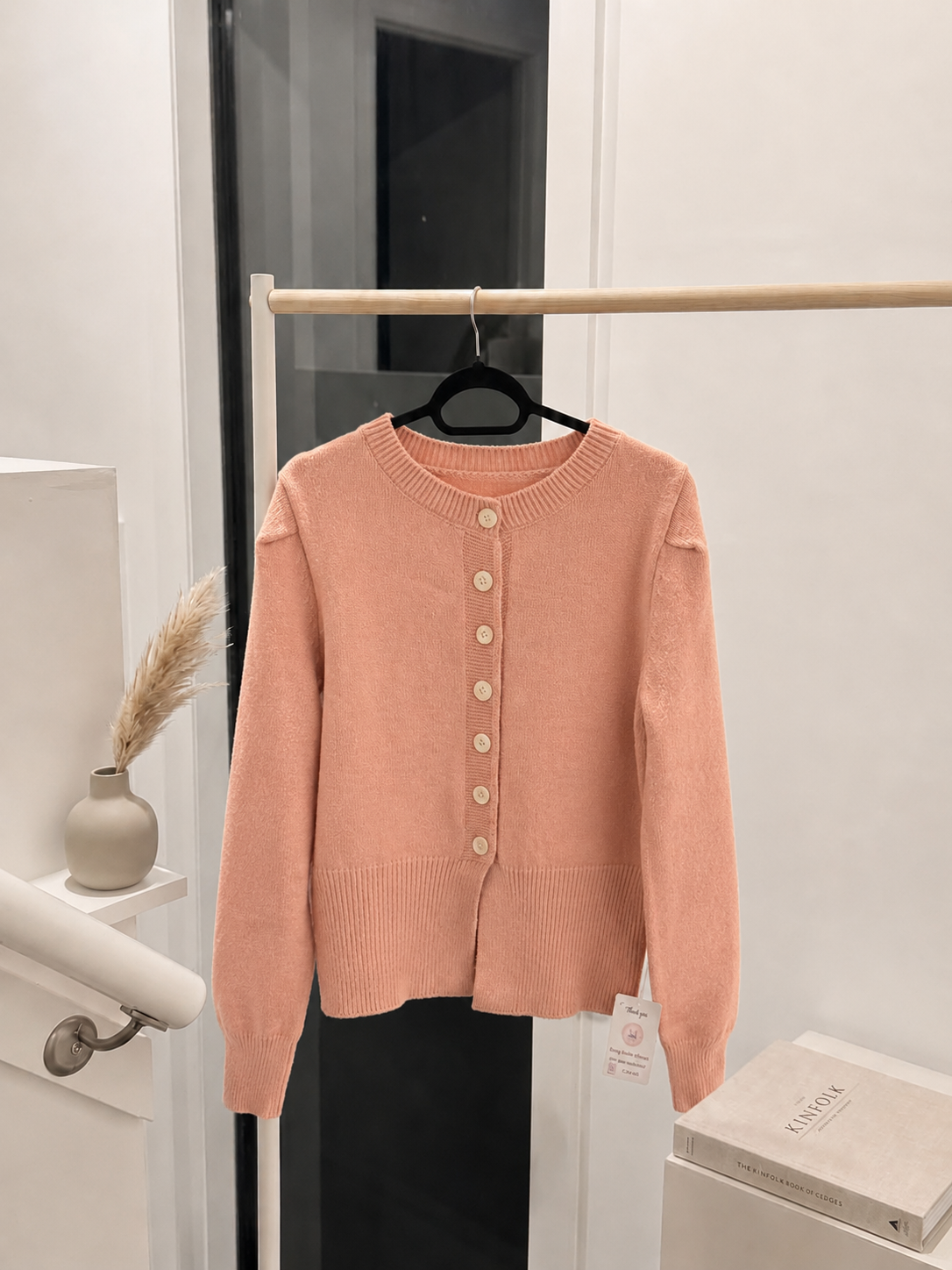 Classic Crewneck Knit Button-Down Cardigan Sweater
