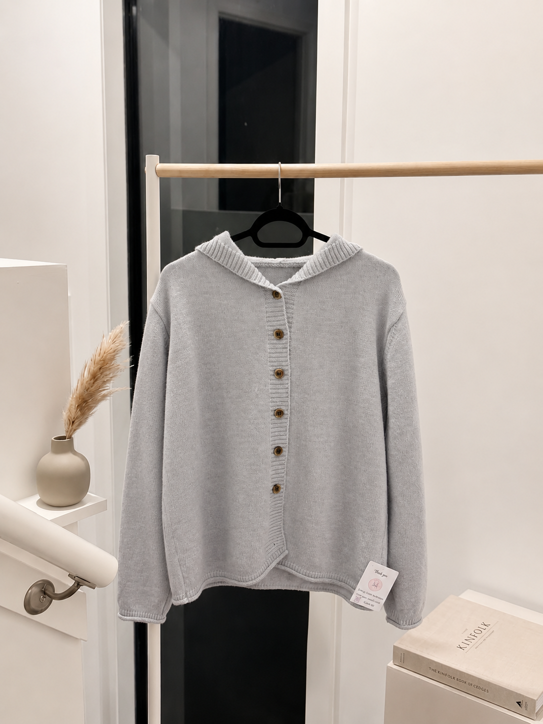 Cozy Button-Up Hooded Knit Cardigan