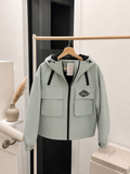 Lightweight Hooded Cargo Utility Jacket in Mint Green
