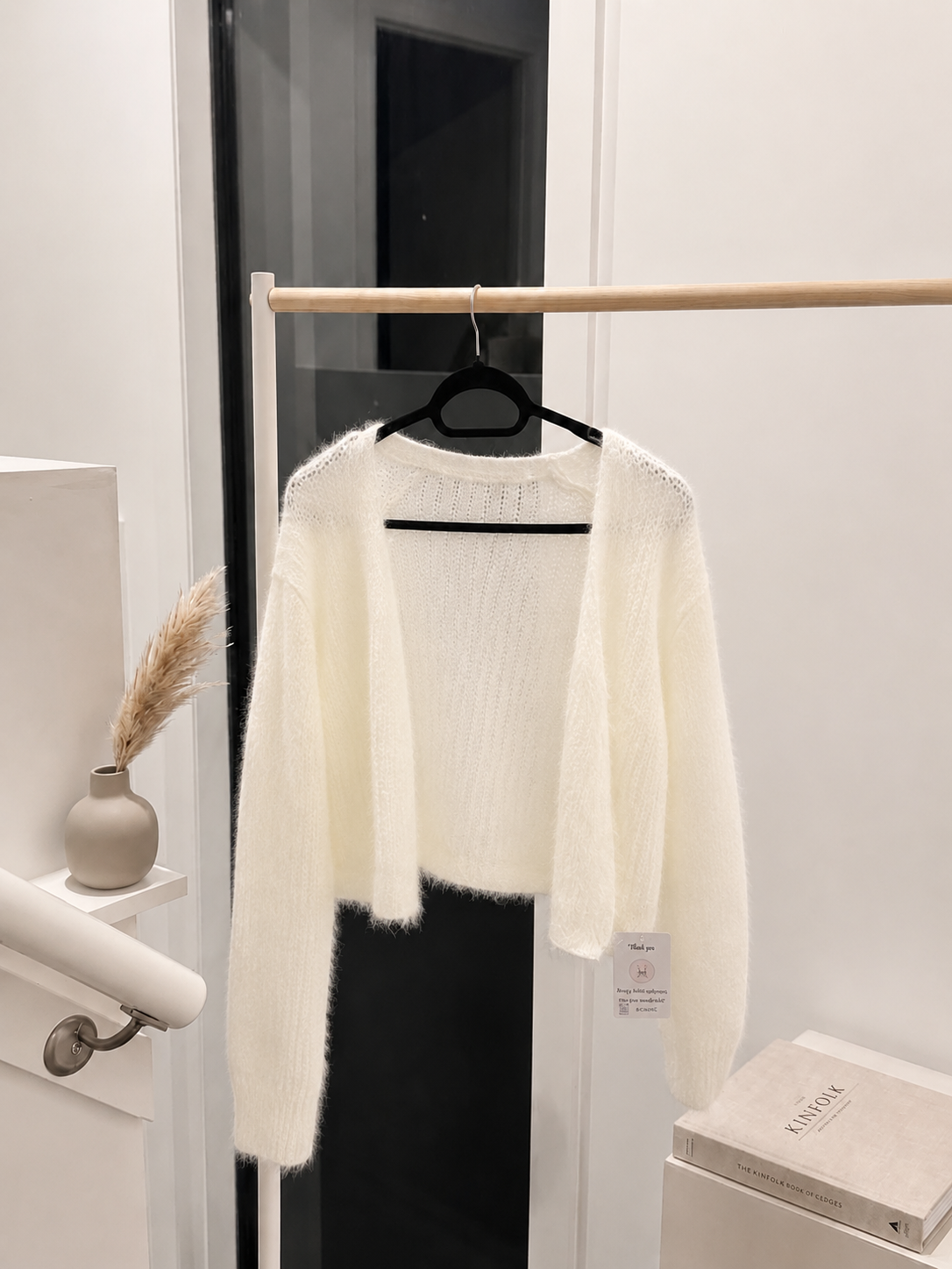 Women's Ultra-Soft Fuzzy Cropped Cardigan - Cream