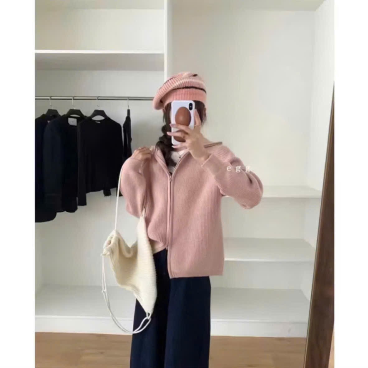Women's Loose Fit Ribbed Double-Zip Knit Jumper