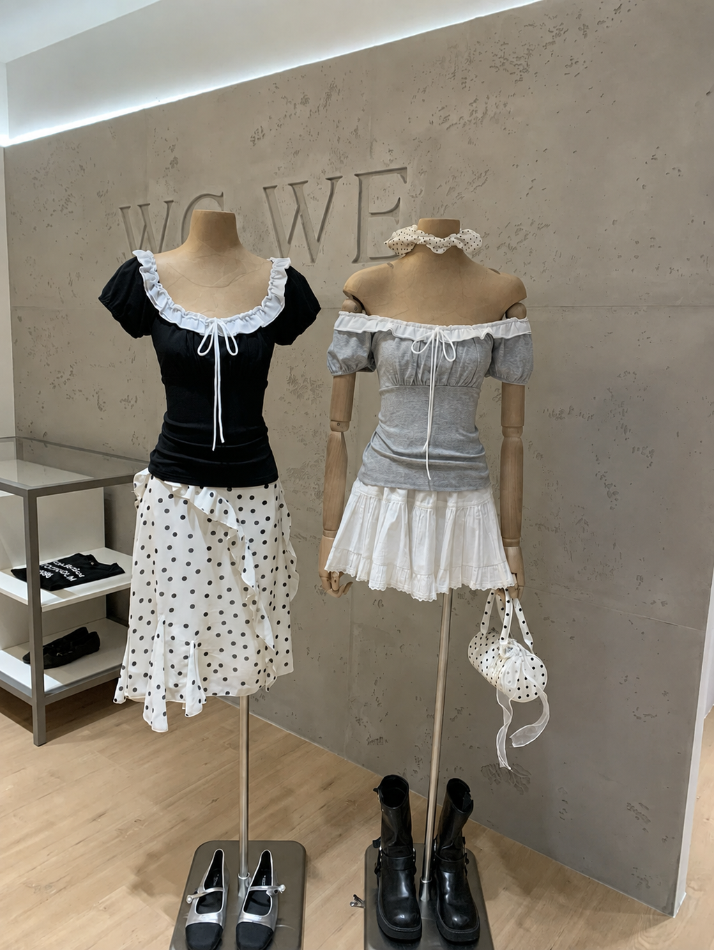 Coquette Ribbed Milkmaid Top with Ruffle Trim and Bow Accent
