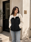 Two-Tone Colorblock Sherpa Fleece & Padded Utility Jacket