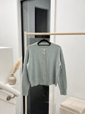 Women’s Heart-Button Knit Crewneck Cardigan